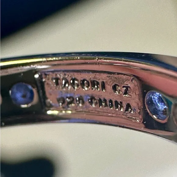 TACORI 925 Sterling Silver Eternity Band CZ Blue Colored Stones; SZ 7.5 - Picture 6 of 8